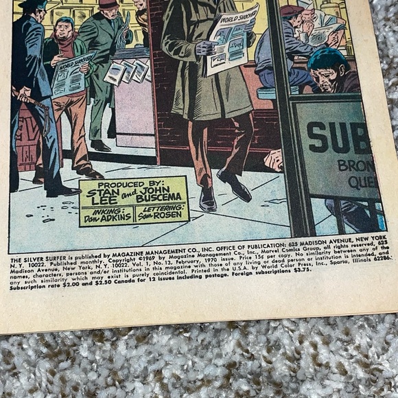 VINTAGE 1969 MARVEL THE SILVER SURFER 1st App Doomsday Man Silver Age Comic #13 - Picture 7 of 9